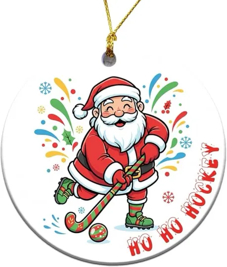Discover Ho Ho Hockey Ceramic Christmas Ornament Santa’s Favorite Player Holiday Gift