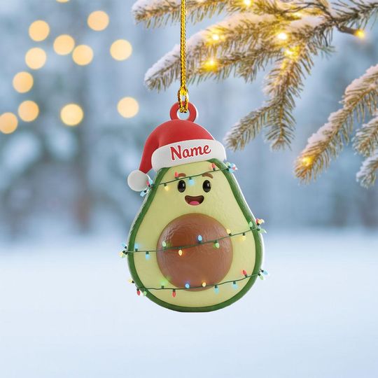 Discover Personalized Avocado Christmas Ornament, Avocado Christmas Lights Keepsake, Avocado Xmas Hanging Decor, Avocado Fruit Lovers Gift