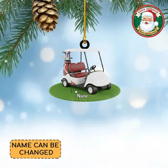 Discover Personalized Golf Cart Christmas Ornament, Golfing Lovers Xmas Keepsake, Golf Course Hanging Decor, Golfer Gift