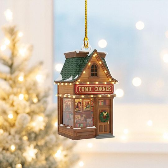 Personalized Comics Bookstore Christmas Ornament, Comics Coner Ornament, Comics Store Sign, Comics Shop Decor, Comics Lover Gift