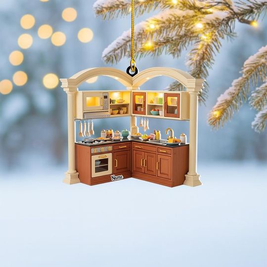Discover Personalized Counter Kitchen Island Christmas Ornament, Mini Home Kitchen Xmas Decor, Cooking Lovers Keepsake, Chef Ornament Gift
