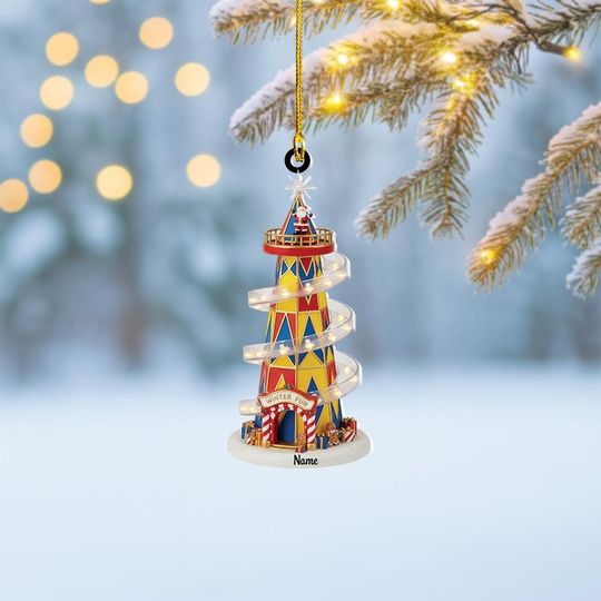 Discover Personalized Helter Skelter Christmas Ornament, Carnival Slides Ornament, Amusement Park Arcade Centre Decor, Playground Keepsake