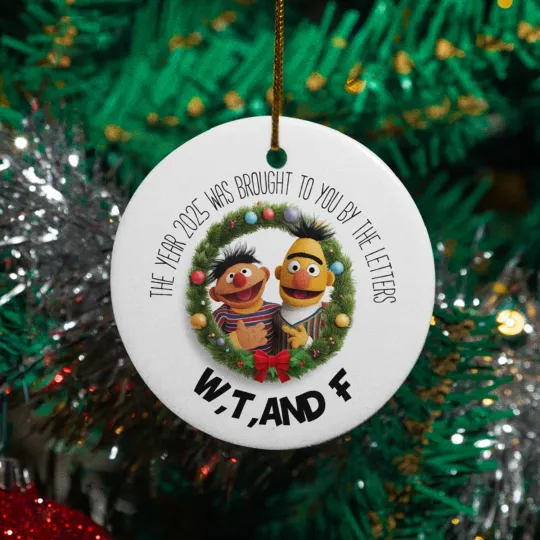 Discover W,T, And F 2025 Ceramic Christmas Ornament - Funny Sarcastic The Year of 2025