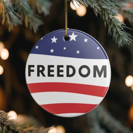 Freedom Ceramic Christmas Ornament Charlie Kirk Memory 2025 Xmas Gift Keepsake