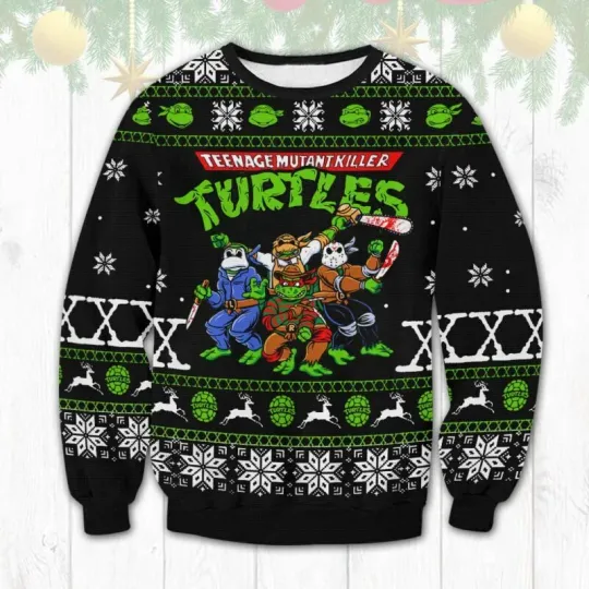 Bg Teenage Mutant Ninja Turtles Horror Halloween Ugly Sweater