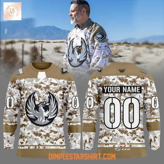 Discover Custom Coachellla Valley Firebirds Military Appreciation Night Hockey Shirt Men's