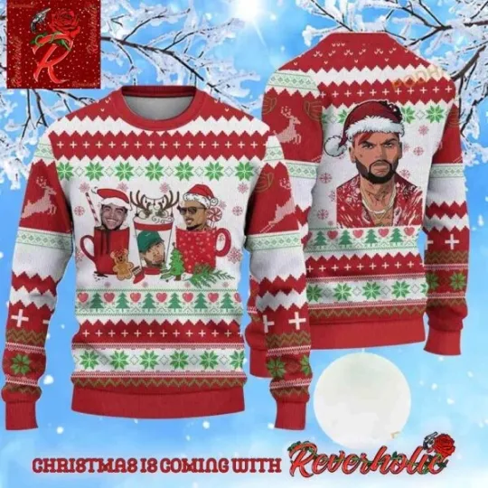 Discover Chris Bro*wn Funny Holiday Anime Style Ugly Christmas Sweater