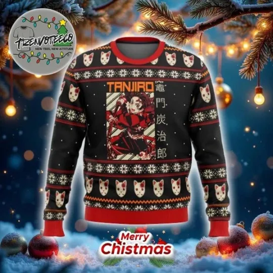 Discover demon tanjiror Kimetsu Yaiba Best Gifts For Fans Anime Xmas Ugly Sweater