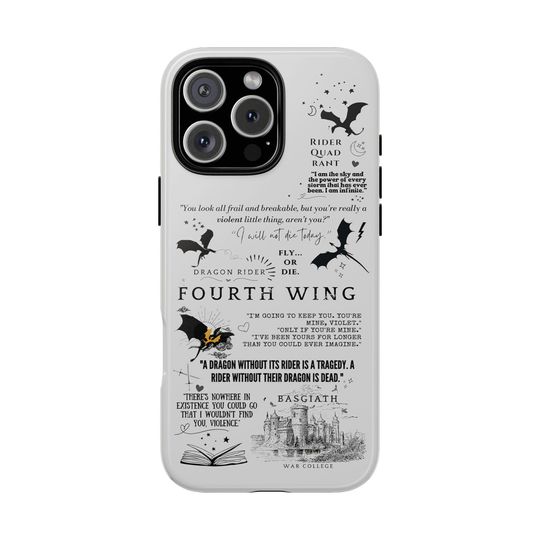 Fourth Wing Black and Gold Marble iPhone Case, Bookish Dragon Phone Case, Gift for Book Lover