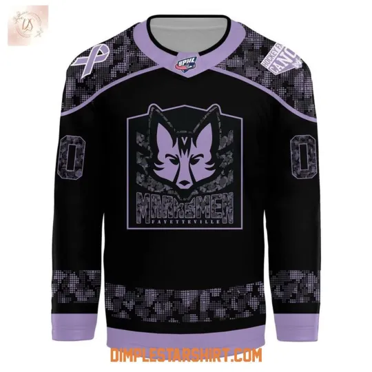 Custom Fayetteville Marksmen Hockey Fight Cancer 2025 Hockey Shirt