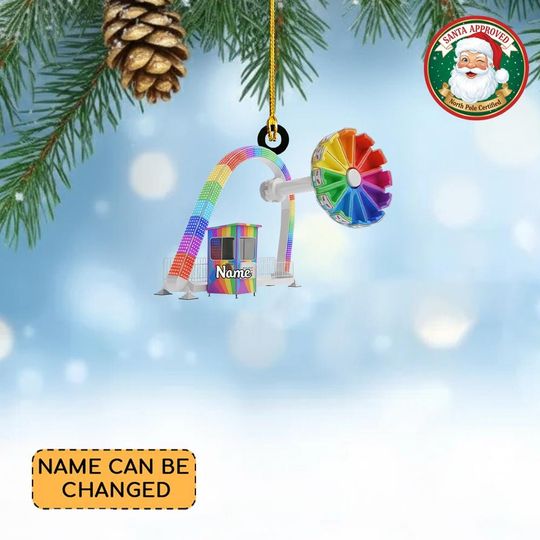 Personalized Roller Coaster Christmas Ornament, Carnival Ride Ornament, Amusement Park Arcade Centre Decor, Playground Keepsake