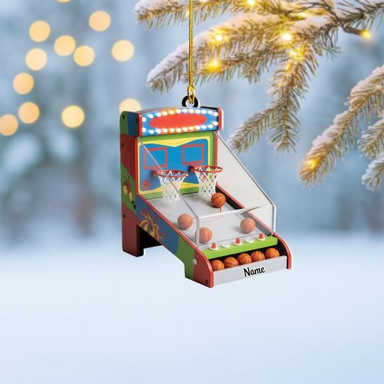 Discover Personalized Basketball Arcade Christmas Ornament, Carnival Game Ornament Gift, Amusement Park Arcade Centre, Playground Keepsake