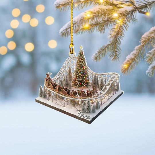 Personalized Roller Coaster Christmas Ornament, Carnival Ride Ornament, Amusement Park Arcade Centre Decor, Playground Keepsake