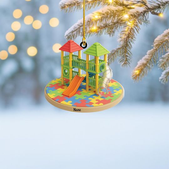 Discover Personalized Kids Playground Christmas Ornament, Outdoor Amusement Park Keepsake Xmas Gift, Child's Garden Slides Ornament Decor