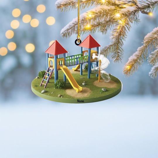 Discover Personalized Kids Playground Christmas Ornament, Outdoor Amusement Park Keepsake Xmas Gift, Child's Garden Slides Ornament Decor