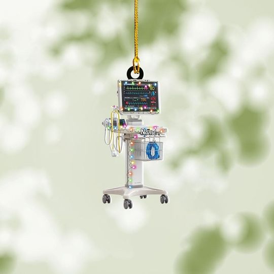 Discover Personalized Patient Monitoring Cart 2D Flat Ornament, Hospital Christmas Decor, Healthcare Workers Xmas Gift, Medical Keepsake