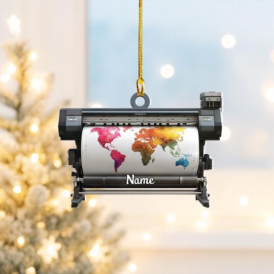 Discover Personalized Print Shop Wide Format Printer Ornament, 2D Flat Print Shop Decor, Gift for Designers & Printing Professionals