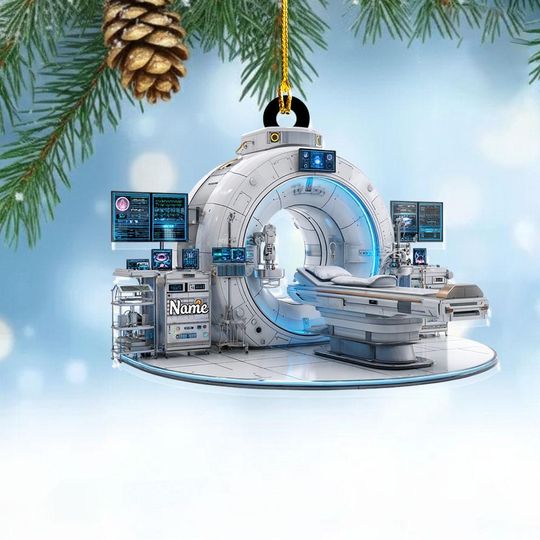 Custom Name MRI Room Christmas Ornament, Flat 2D Medical Christmas Ornament Decor, Gift MRI Tech, Team MRI, Medical Keepsake