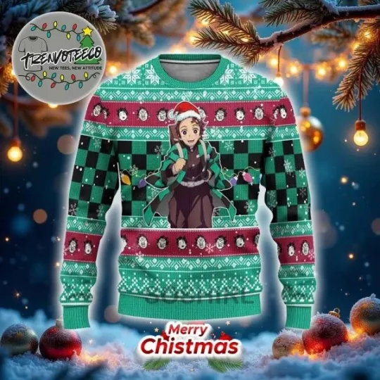 Discover demon tanjiror With Christmas Hat Best Gifts For Fans Anime Xmas Ugly