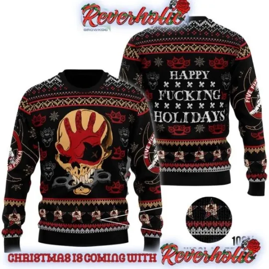 Five Finger Death Punch Skull Happy Fcking Holiday Ugly Christmas Sweater