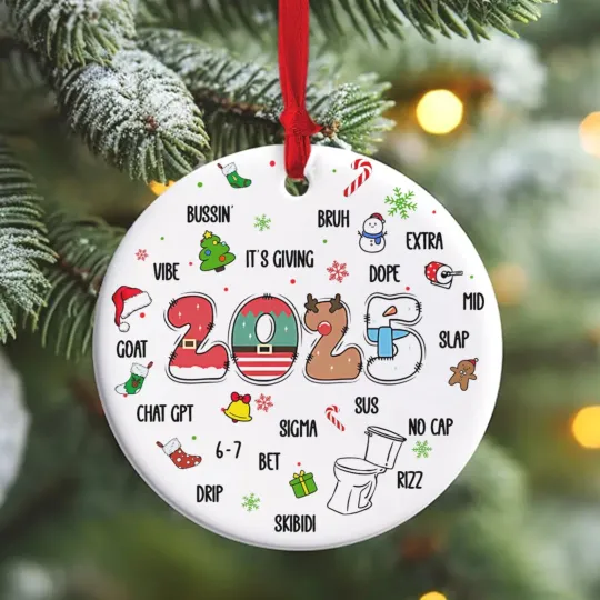 Discover Gen Z Teen 2025 6-7 Ceramic Christmas Ornament Gen Alpha Funny Teenager Gift