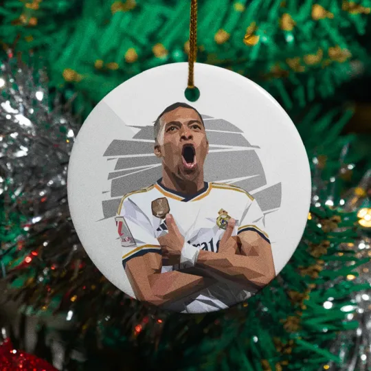 Mbappe Iconic Goal Celebration Ceramic Xmas Ornament - Madrid Fan Tribute