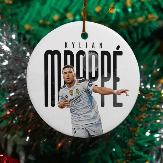 Mbappe Goal Celebrate Ceramic Christmas Ornament - Madrid Fans Tribute