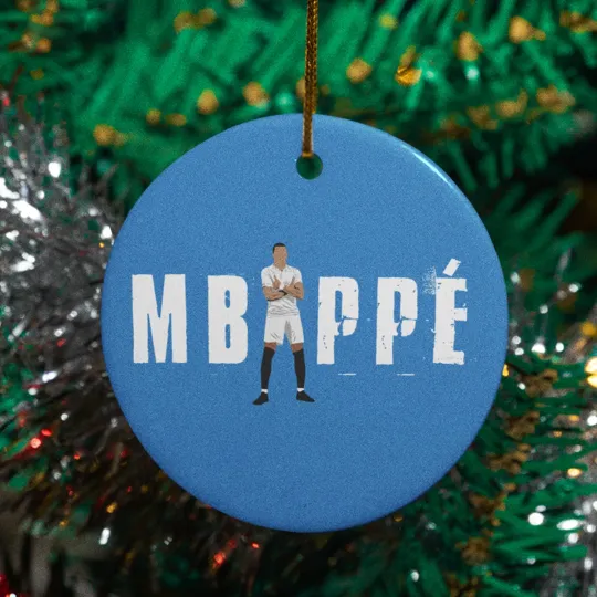 Mbappe Iconic Goal Celebration Ceramic Xmas Ornament - Madrid Sport Fans
