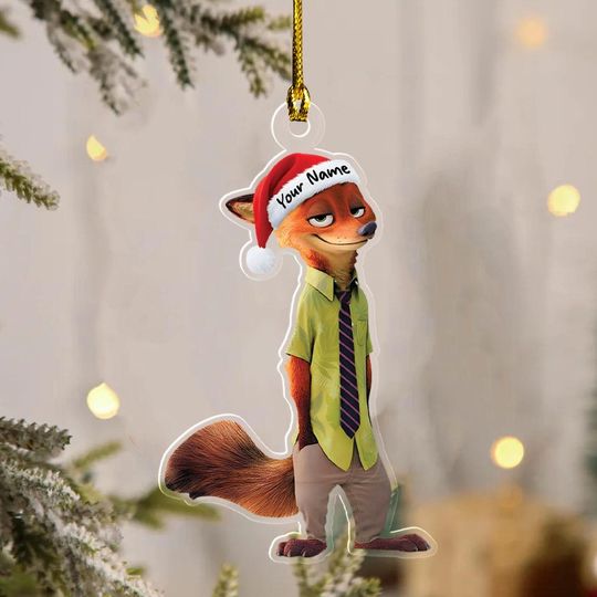 Discover Personalized Nick Wilde Christmas Ornament, 2D Acrylic Christmas Ornament, Disney Christmas Gift, Zootopia Xmas Ornament Gift