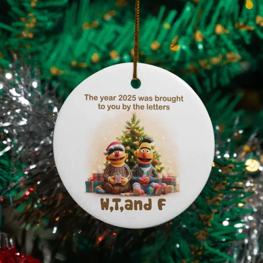 Discover W,T, And F 2025 Ceramic Christmas Ornament - Sarcastic The Year of 2025 Holiday