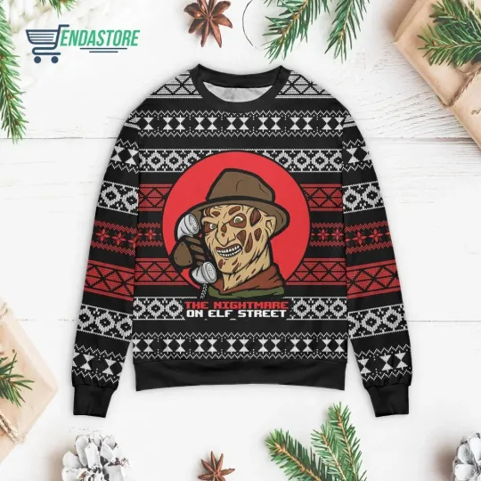 Freddy Krueger The Nightmare On Elf Street Christmas Sweater, Horror Movie