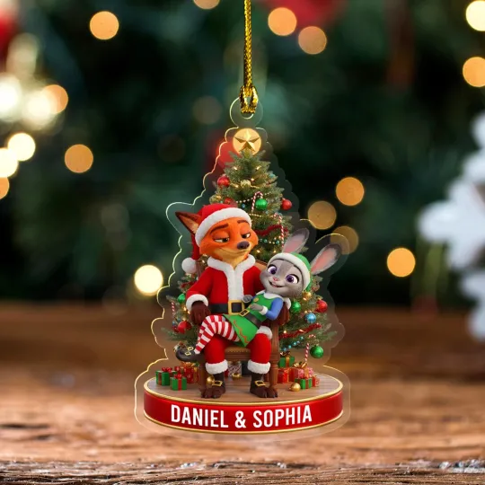 Discover Funny Nick Wilde and Judy Hopps Couple Ornament Zootopia Christmas 2025 Ornament