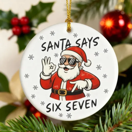 Discover Santa Says 6-7 Ornament Funny Meme Christmas Holiday Gift Gen Z Alpha Keepsake