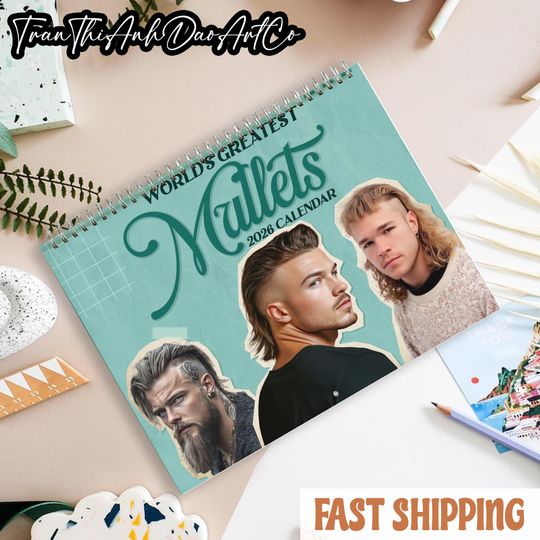 Discover Men with Mullets 2026 Wall Calendar - Monthly Calendar, Christmas Humor Gift