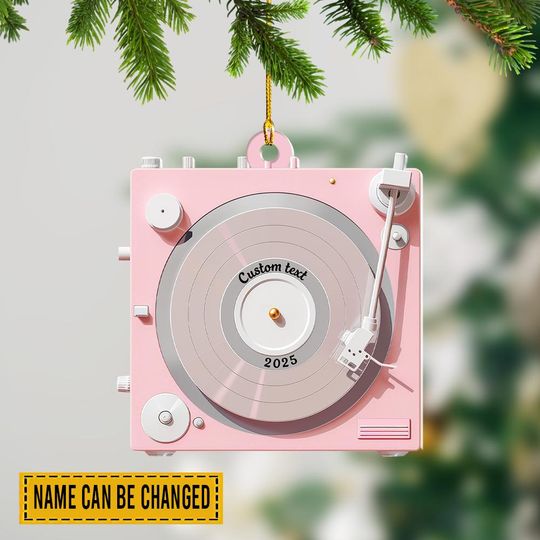 Discover Vinyl Record Ornament, Custom Name Record Player Christmas Decor, 2D Flat Ornament Gifts For Music Lovers- Vinyl Lovers Gifts
