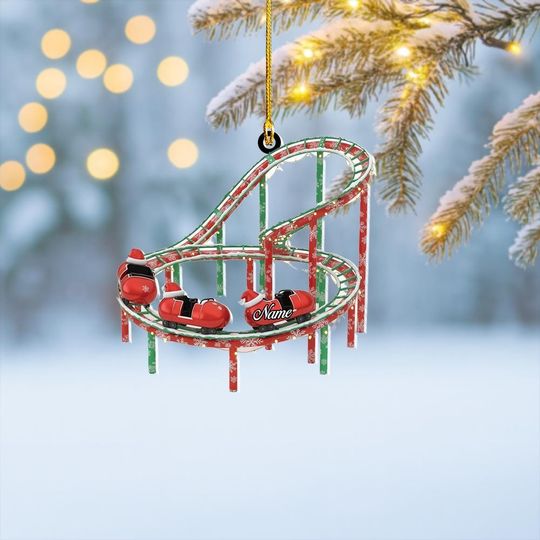 Personalized Roller Coaster Christmas Ornament, Amusement Ride Ornament, Carnival Holiday Ornament Gift, Amusement Park Ornament