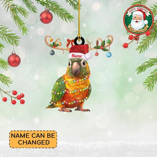 Discover Personalized Parrot And Hat Light Christmas Ornament, Parrot Christmas Ornament Decor, Gift For Animal Lovers
