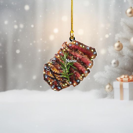 Discover Personalized Beef Steak Christmas Ornament  Funny Steak Lover Gift, BBQ & Grilling Steak 2D Flat Keepsake, Foot Lovers Gift