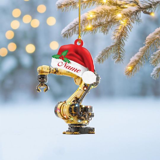 Discover Industrial Robotics 2D Flat Ornament  Custom Robotic Arm Christmas Decor, Gift for Engineers & Automation Techs