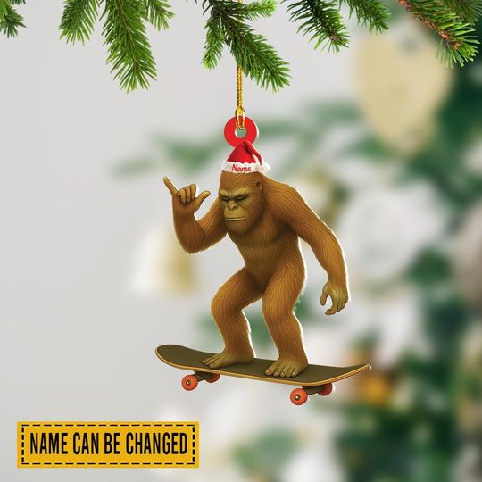 Discover Personalized Bigfoot Skateboard Christmas Ornament Sasquatch Skateboarding Ornament Skateboarder Ornament Skateboard Lover Gift