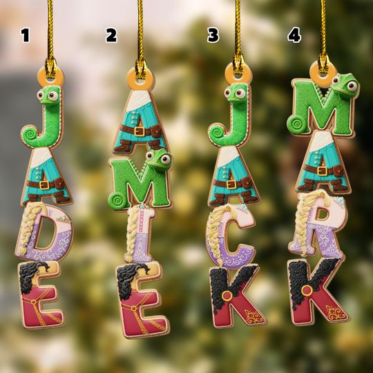 Personalized Disney Characters Alphabet 2D Wood Ornament, Custom Name Ornament, Movie Letter Ornament, Christmas Gifts for Family