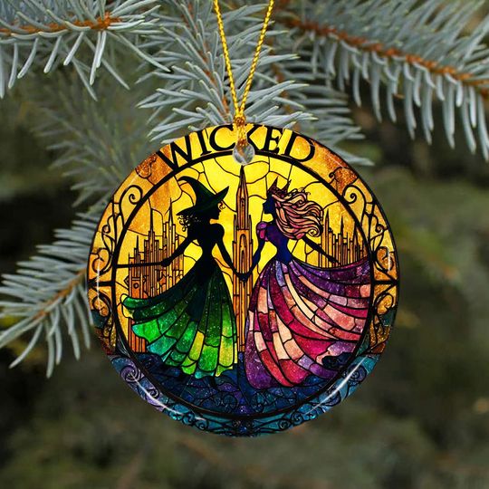 Witchy Besties Ceramic Ornament Elphaba & Glinda Wicked Decor Christmas Gift for Oz Fans