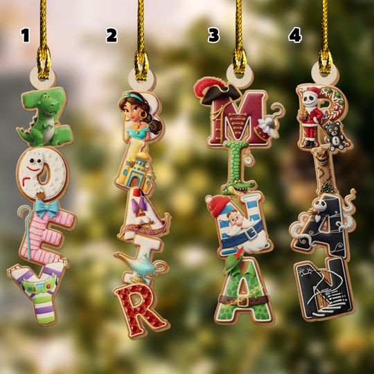 Discover Personalized Disney Characters Alphabet Ornament, Custom Name Wood Ornament, Movie Letter Ornament, Christmas Gifts for Family NGXN02