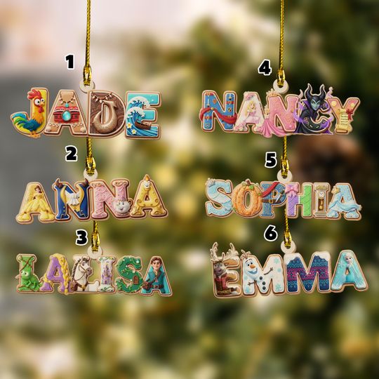 Custom Disney Alphabet Ornament, Personalized Christmas Name Letter Ornament,family Name Christmas Stocking Tag Ornament,Disney Movie