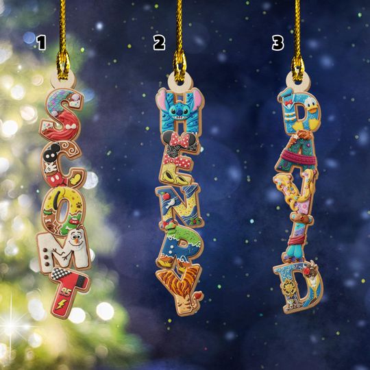 Discover Personalized Disney Character Alphabet 2D Ornament, Custom Stocking Tag, Gingerbread Letter Ornament, Christmas Gifts For Family SL2P01