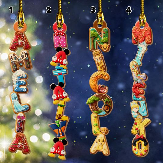 Discover Personalized Disney Character Alphabet Wood Ornament, Custom Stocking Tag, Gingerbread Letter Ornament, Gifts For Family BZK104