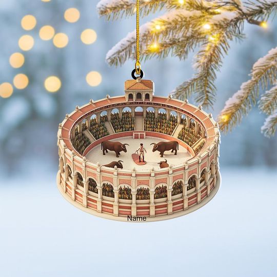 Discover Personalized Bullfighting Christmas Ornament, Spanish Bullring Christmas Ornament, Rodeo Lovers Ornament, Bull Fighting Ornament