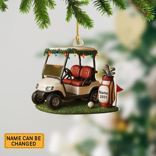 Discover Personalized Golf Christmas Ornament, Golf Backpack Ornament, Golf Club Keepsake, Golf Lover Gift for Golf Dad, Golf Player Gift