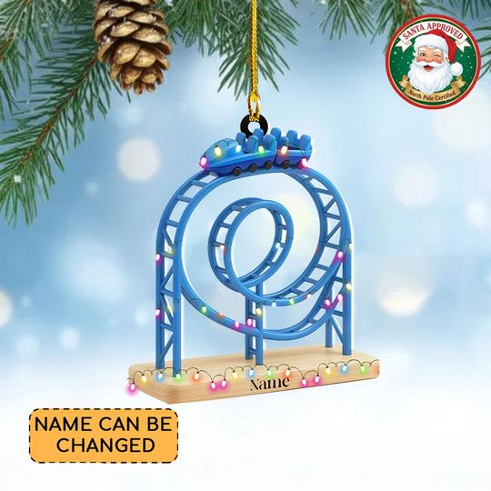 Personalized Roller Coaster Christmas Ornament, Roller Coaster Ornament, Amusement Park Arcade Centre Decor, Playground Ornament
