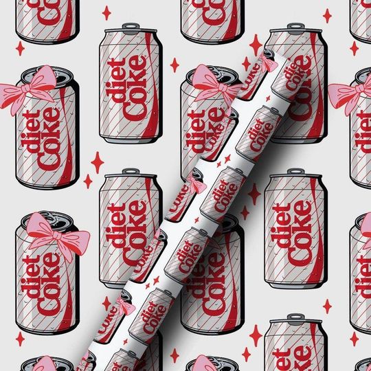 Diet Coke Christmas Wrapping Paper, Soda Lover Holiday Gift Wrap Roll, Drink Theme Gift Wrap 2025
